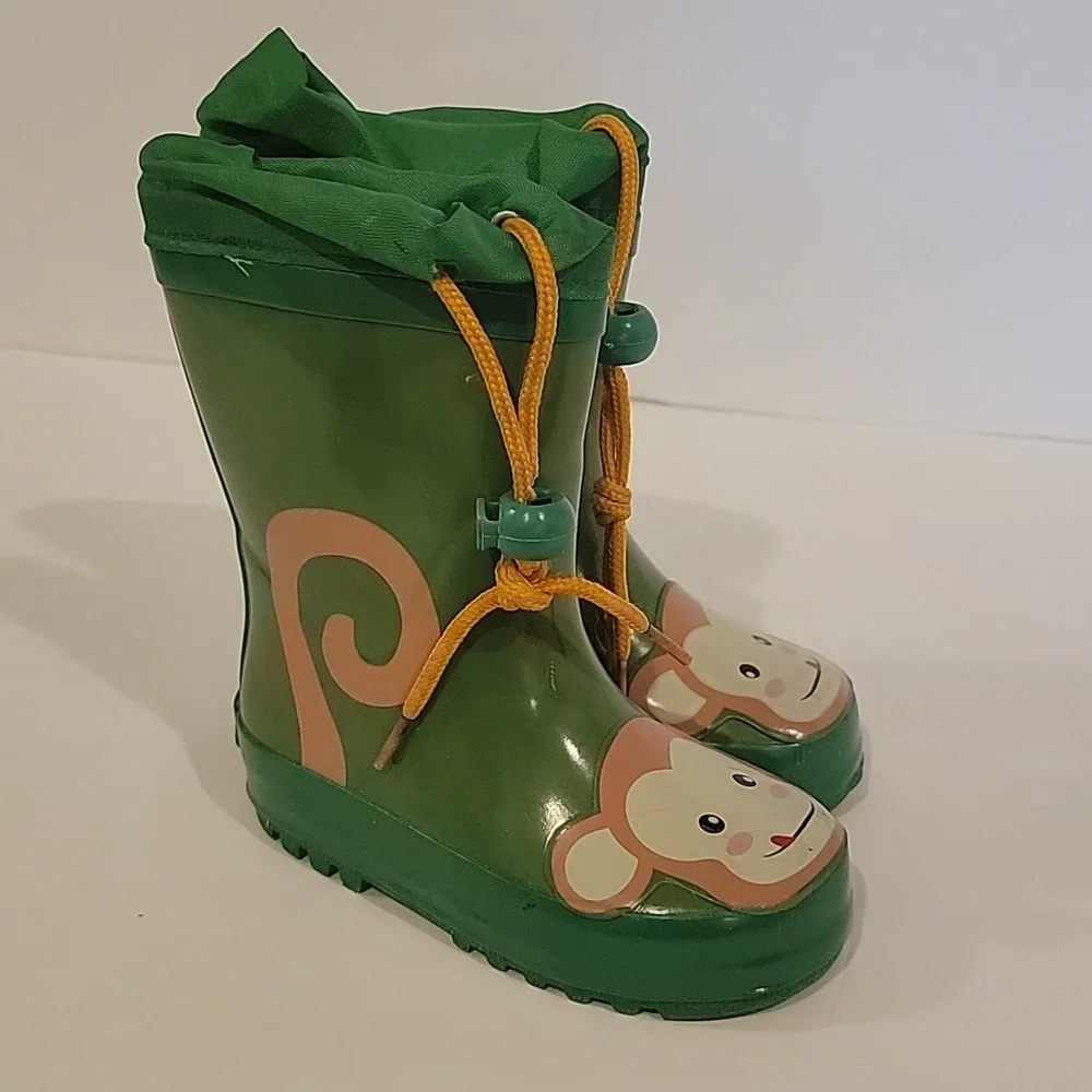 Monkey green rainboots size 5 kids infant toddler size 22 euro